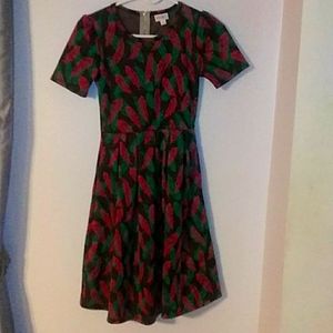 Lularoe Women's Xs Midi Leaf Dress EUC